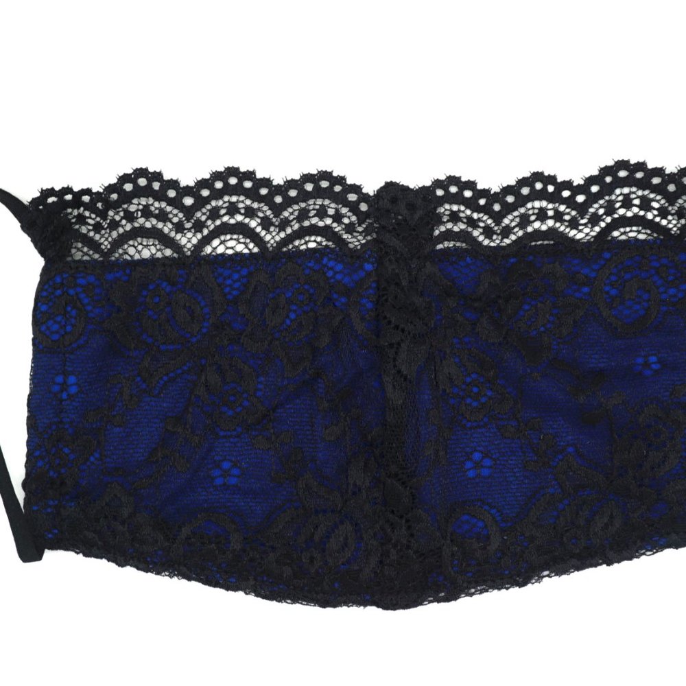 Black & Blue Lace Face Mask Dust mask Fashion mask - Picture 2 of 6
